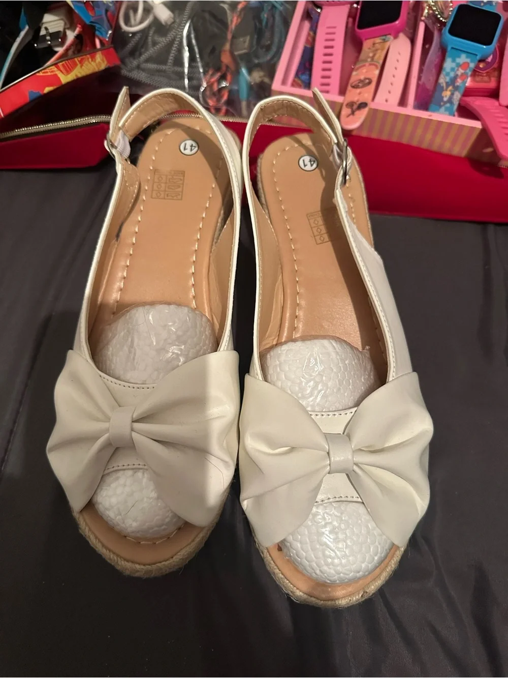 Women's Cream Bow Slingback Espadrille Flats